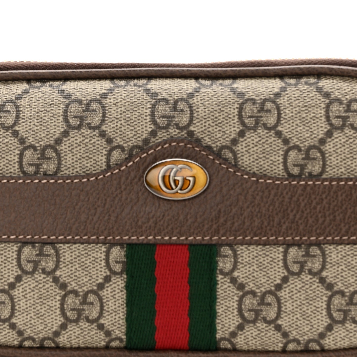 GG Supreme Monogram Ophidia Belted iPhone Case Dark Brown