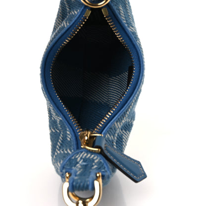 Fendi Denim Effect Fabric Jacquard FF Nano Fendigraphy Hobo Charm Blue 5 of 10