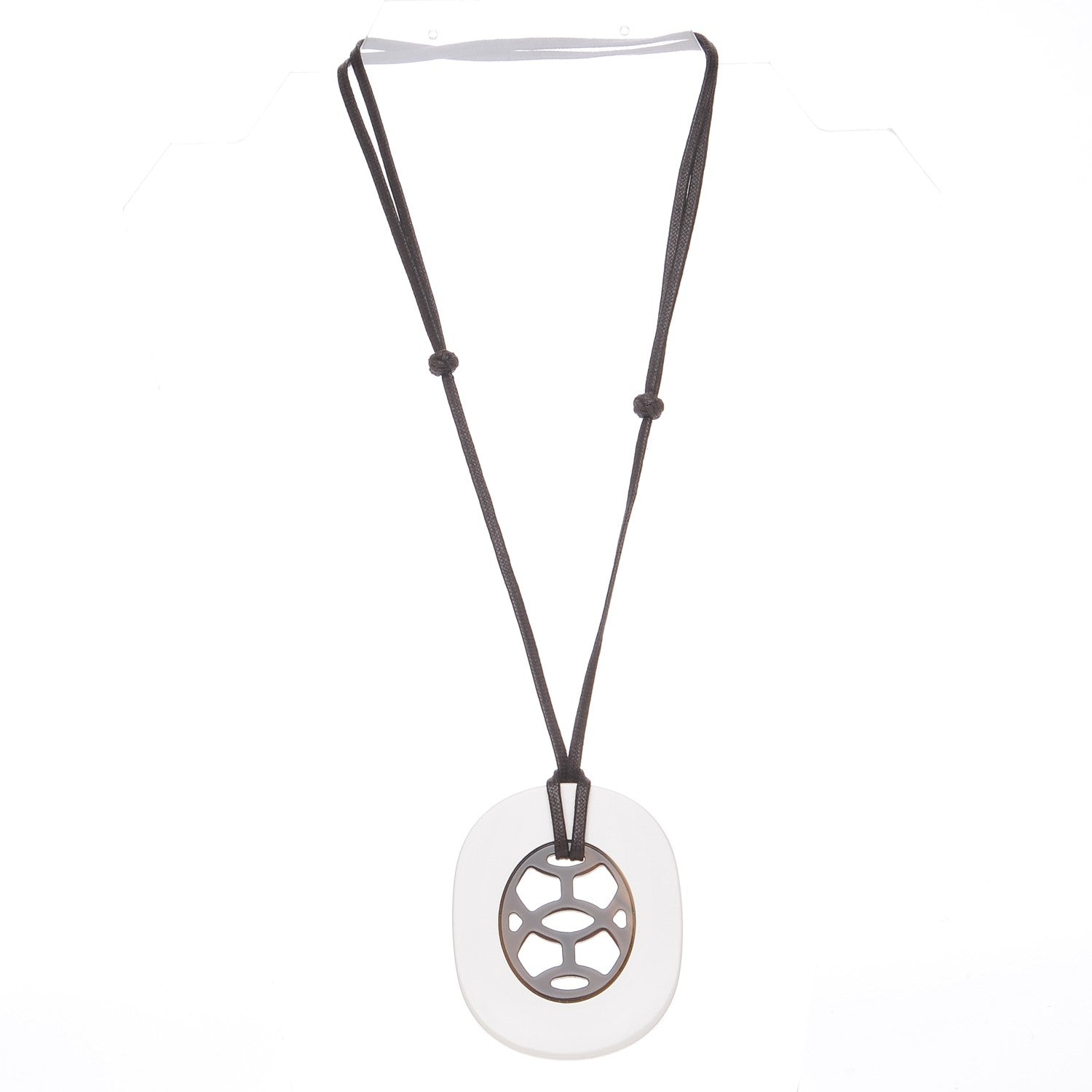 Hermes Buffalo Horn Lacquer Lift Necklace PM Pannacotta 3 of 7