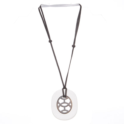 Hermes Buffalo Horn Lacquer Lift Necklace PM Pannacotta 3 of 7