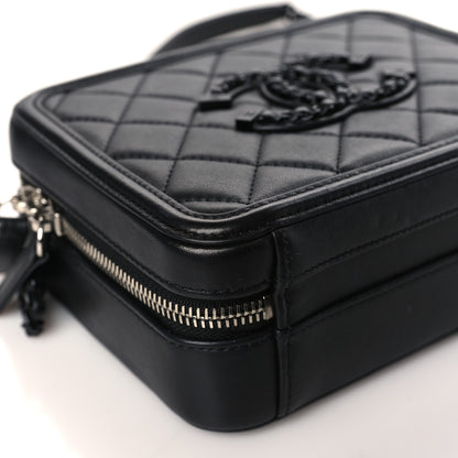 Chanel Lambskin Quilted Small CC Filigree Vanity Case Black 8 of 9