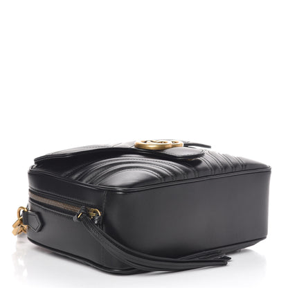 Gucci Calfskin Matelasse Sylvie Web Small GG Marmont Top Handle Shoulder Bag Black 4 of 10
