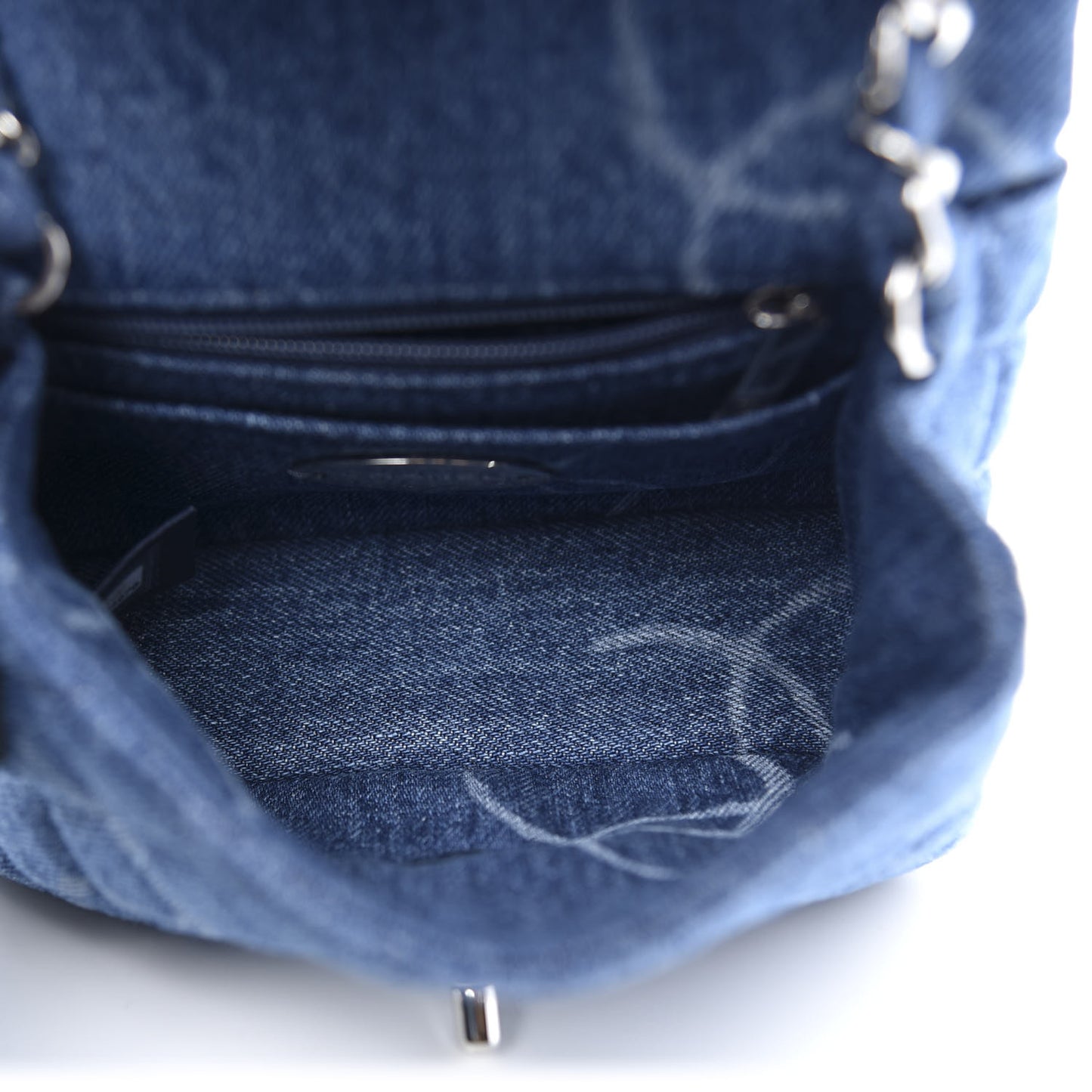 Denim CC Quilted Mini Square Flap Blue