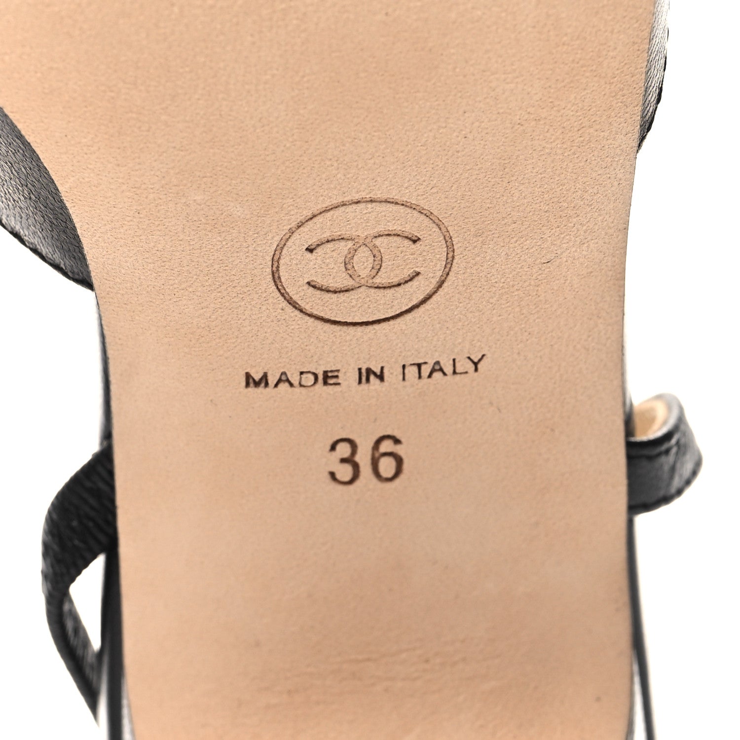 Chanel Goatskin Grosgrain Cap Toe CC Slingback Sandals 36 Black 7 of 9