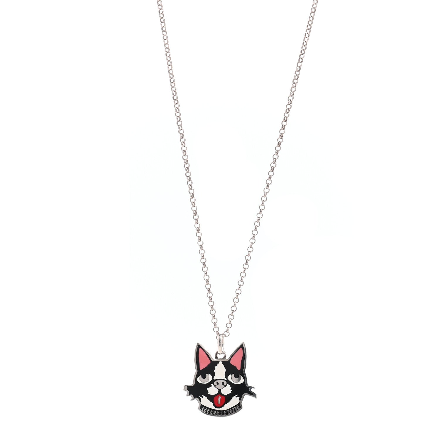Gucci Sterling Silver Enamel Bosco Pendant Necklace 1 of 5