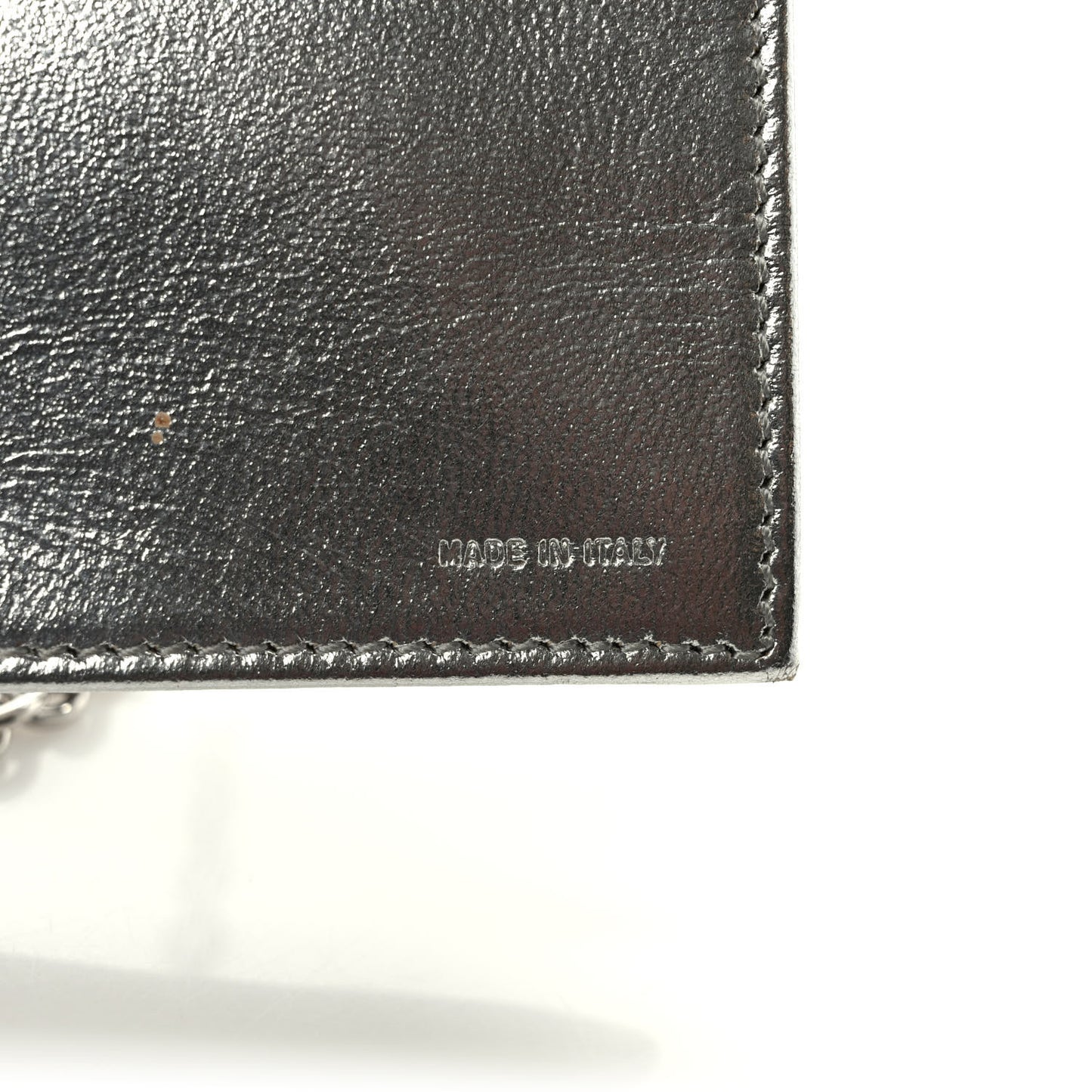 Metallic Calfskin Wallet On Chain Silver