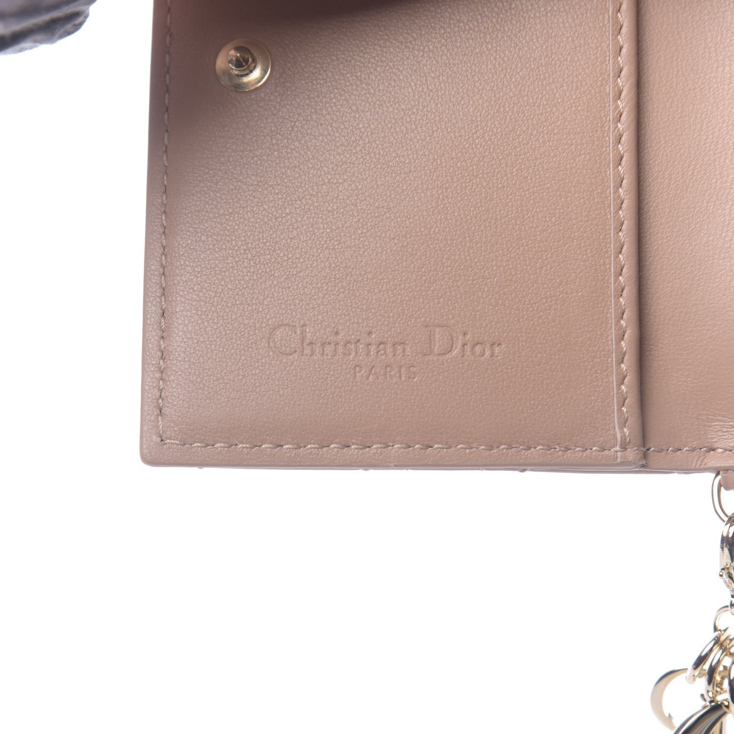 Patent Cannage Small Lady Dior Flap Card Holder Rose De Vents