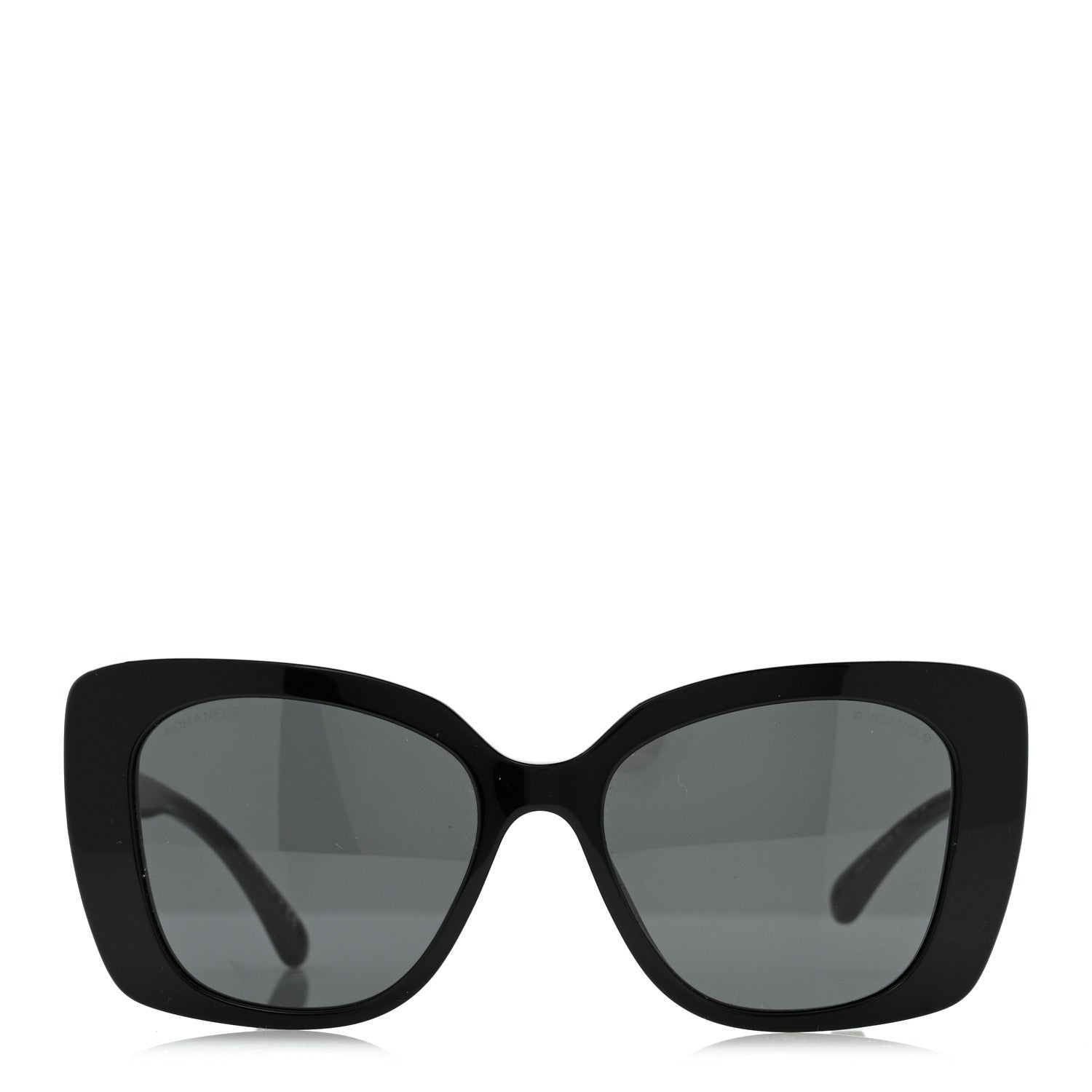 Chanel Acetate Strass Polarized Square Sunglasses 5422-B Black White 2 of 8