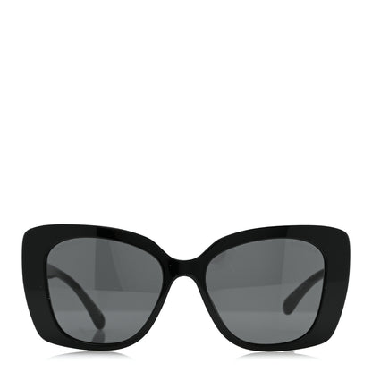 Chanel Acetate Strass Polarized Square Sunglasses 5422-B Black White 2 of 8
