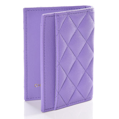 Chanel Caviar Quilted Card Holder Wallet Purple 2 of 10