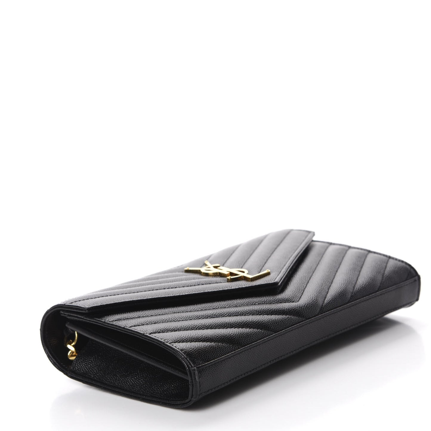 Grain De Poudre Matelasse Chevron Monogram Chain Wallet Black