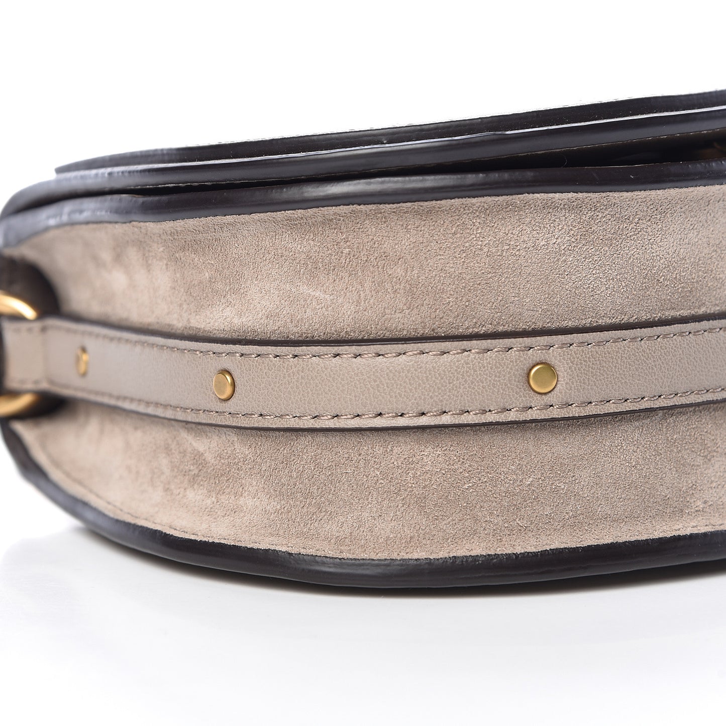 Calfskin Suede Small Nile Bracelet Bag Motty Grey