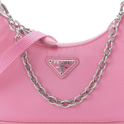 Prada Tessuto Nylon Saffiano Mini Re-Edition 2000 Shoulder Bag Begonia 9 of 10