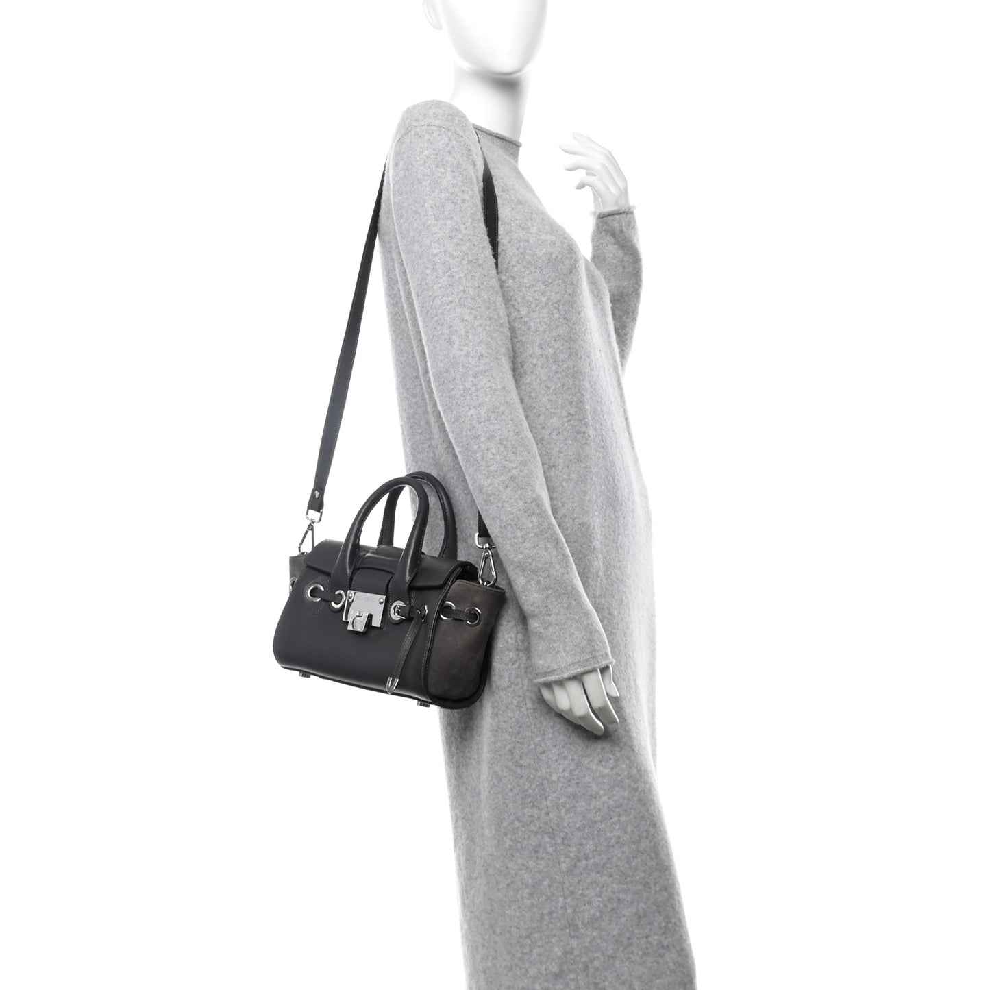 Grainy Calfskin Small Rosalie Satchel Grey