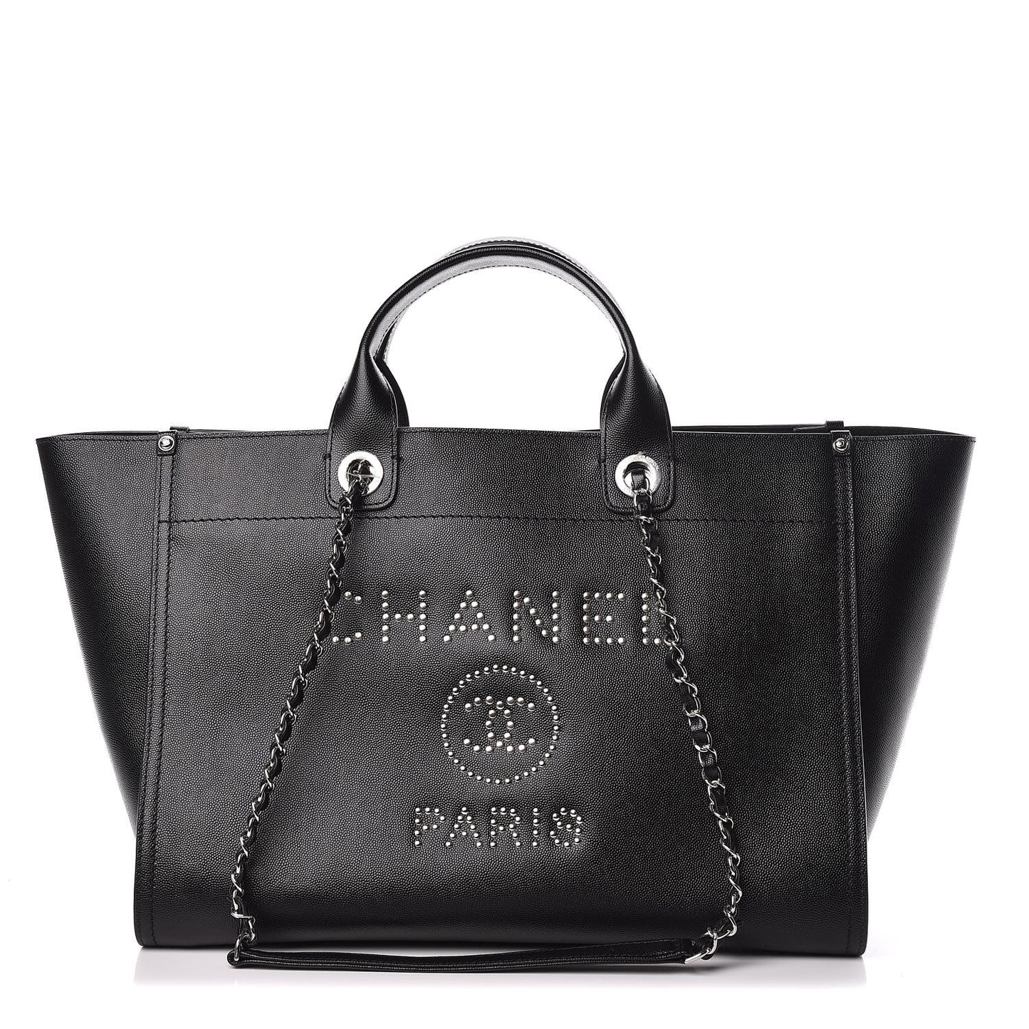 Caviar Large Studded Deauville Tote Black