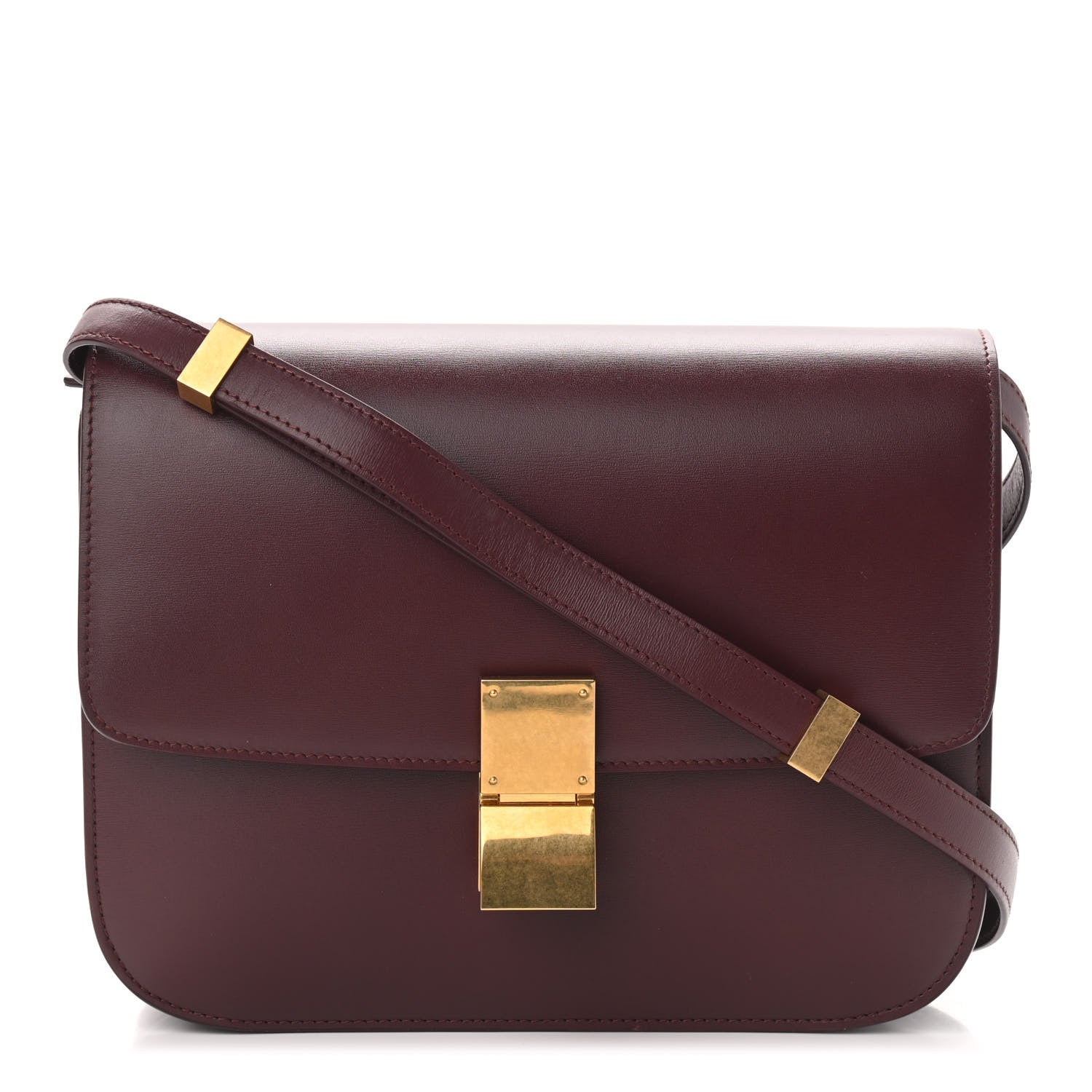 Celine Box Calfskin Medium Classic Box Flap Bag Burgundy 1 of 9