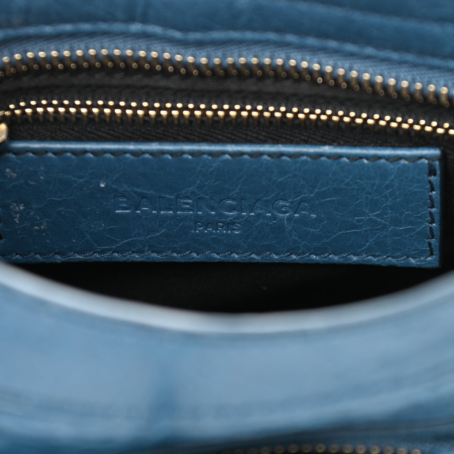 Chevre Gold Metallic Edge Hardware Mini City Blue Profond