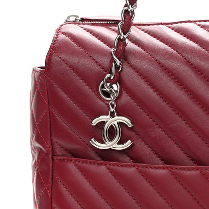 Chanel Lambskin Chevron Quilted Shoulder Bag Burgundy 8 of 10