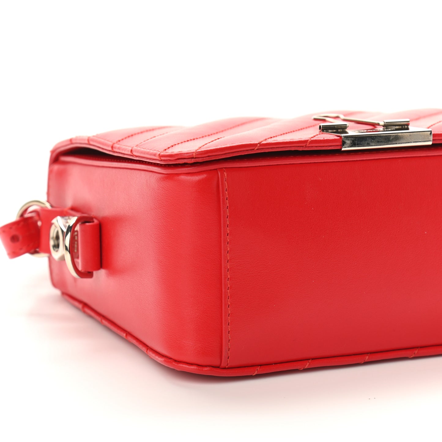 Calfskin Padded Diag Binder Flap Bag Red