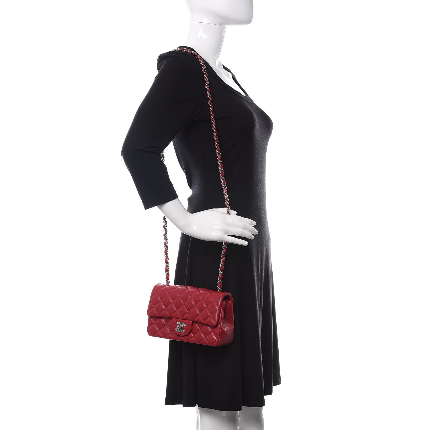 Chanel Caviar Quilted Mini Rectangular Flap Red 2 of 10