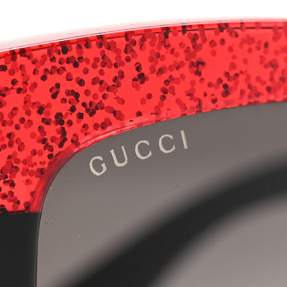 Gucci Acetate Square Frame Sunglasses GG0083S Glitter Red Black Green 7 of 8