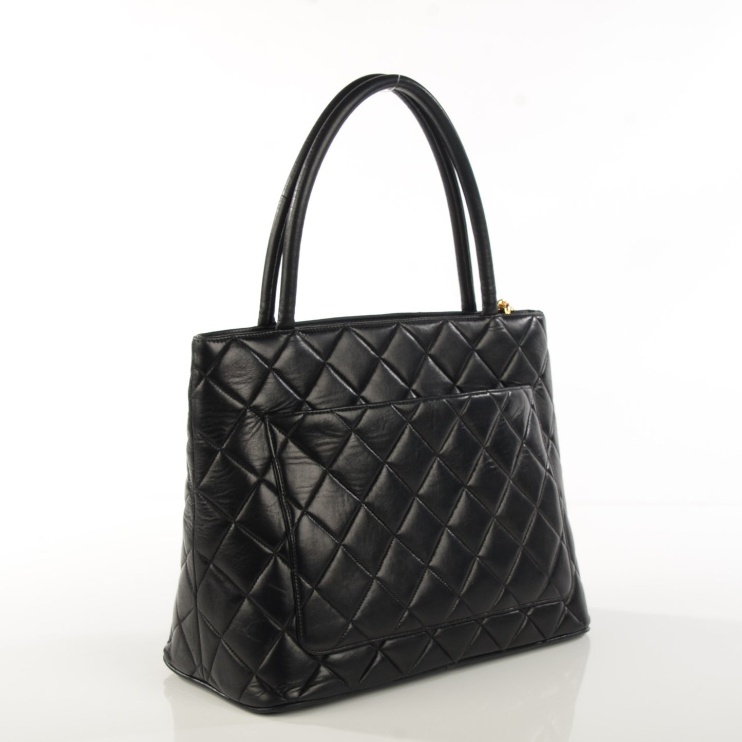 Lambskin Quilted Medallion Tote Black