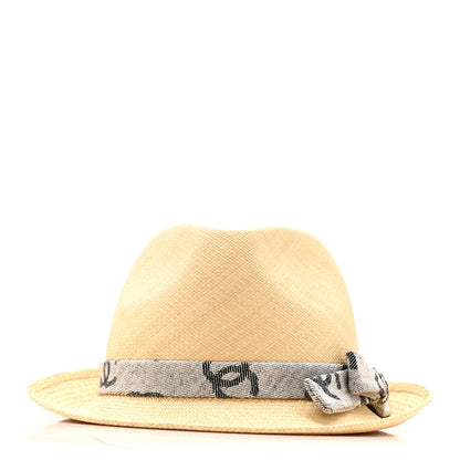 Chanel Straw CC Fedora Hat S Beige 3 of 9