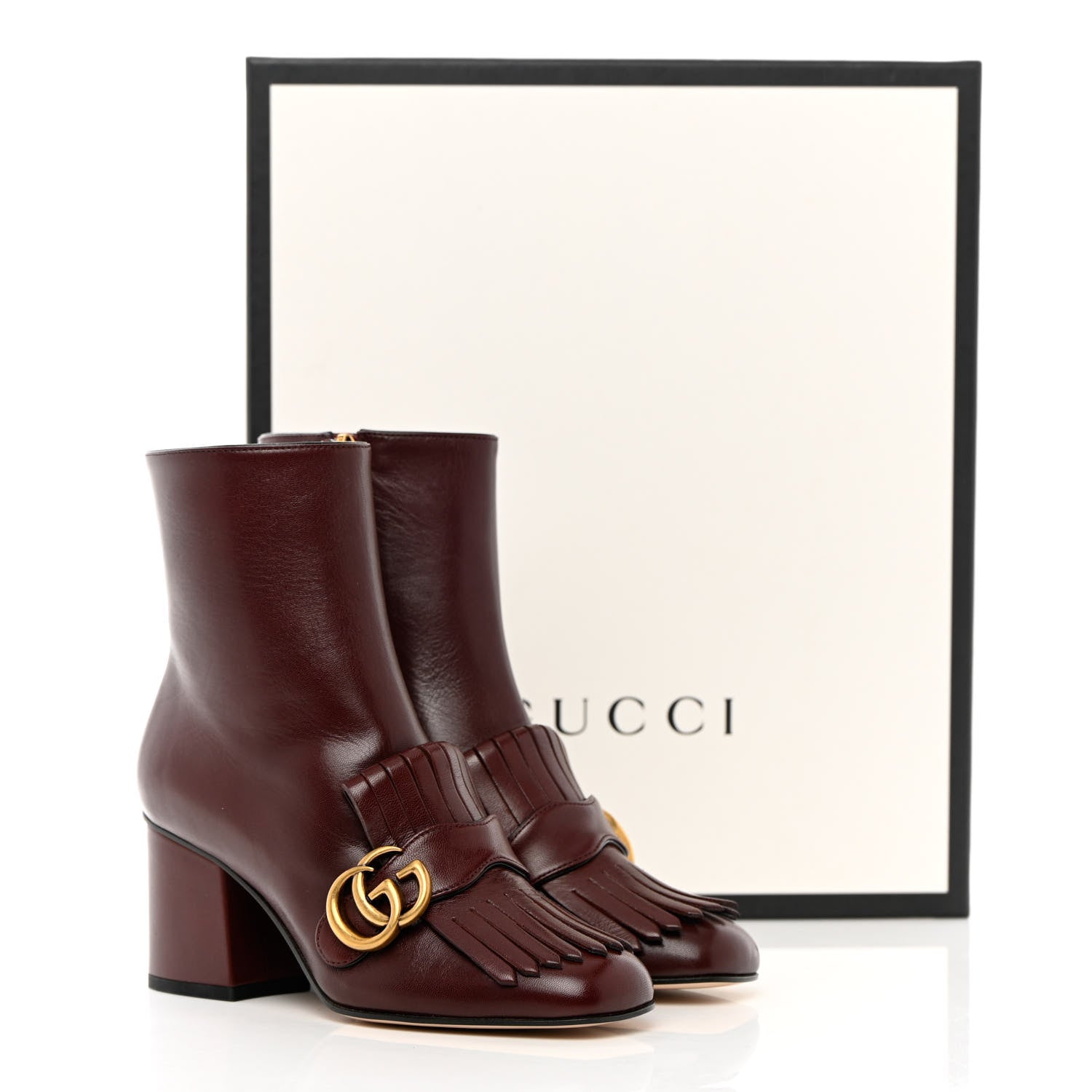 Gucci Malaga Kid GG Marmont Fringe 75mm Ankle Boots 35 Vintage Bordeaux 12 of 12