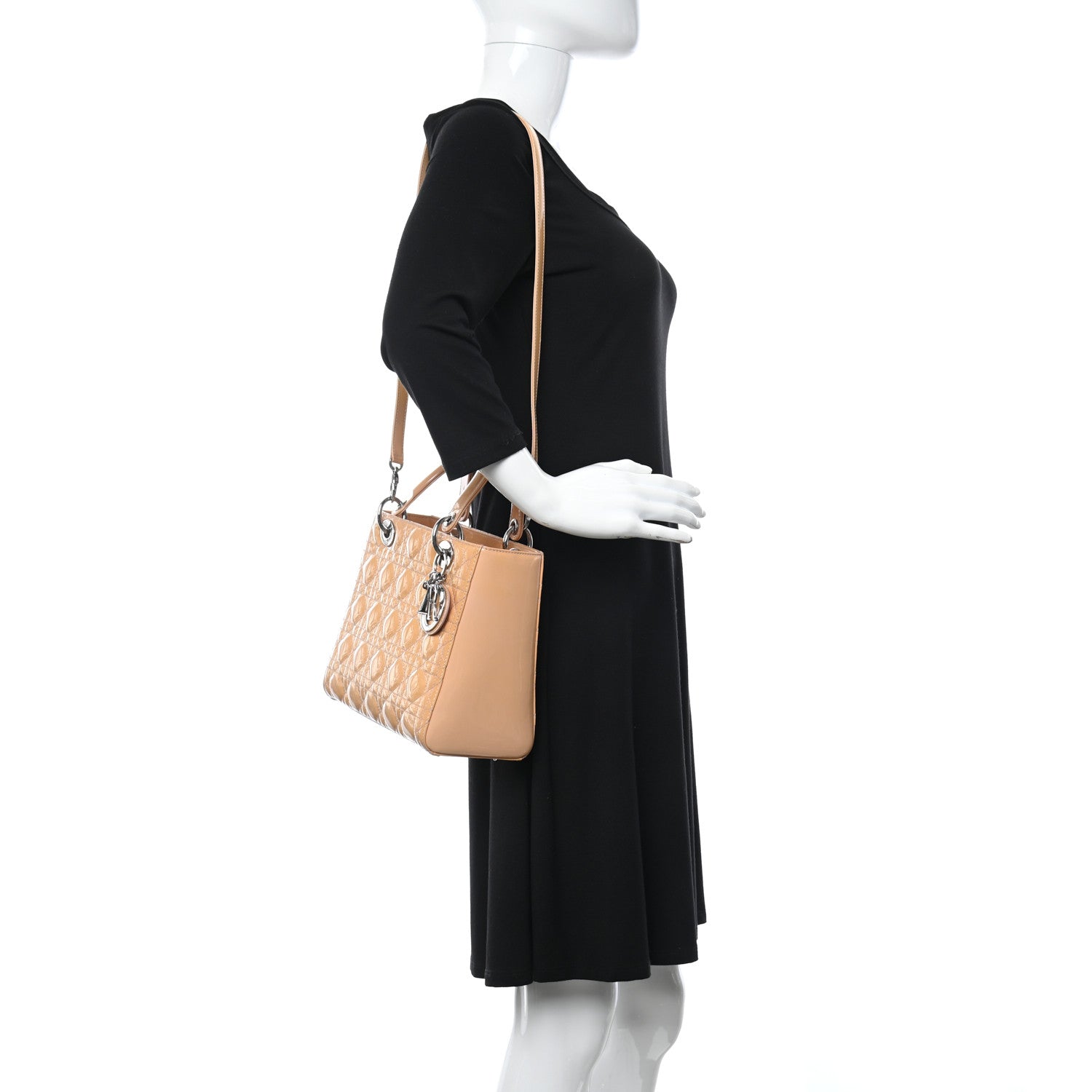 Christian Dior Patent Cannage Medium Lady Dior Beige 2 of 13