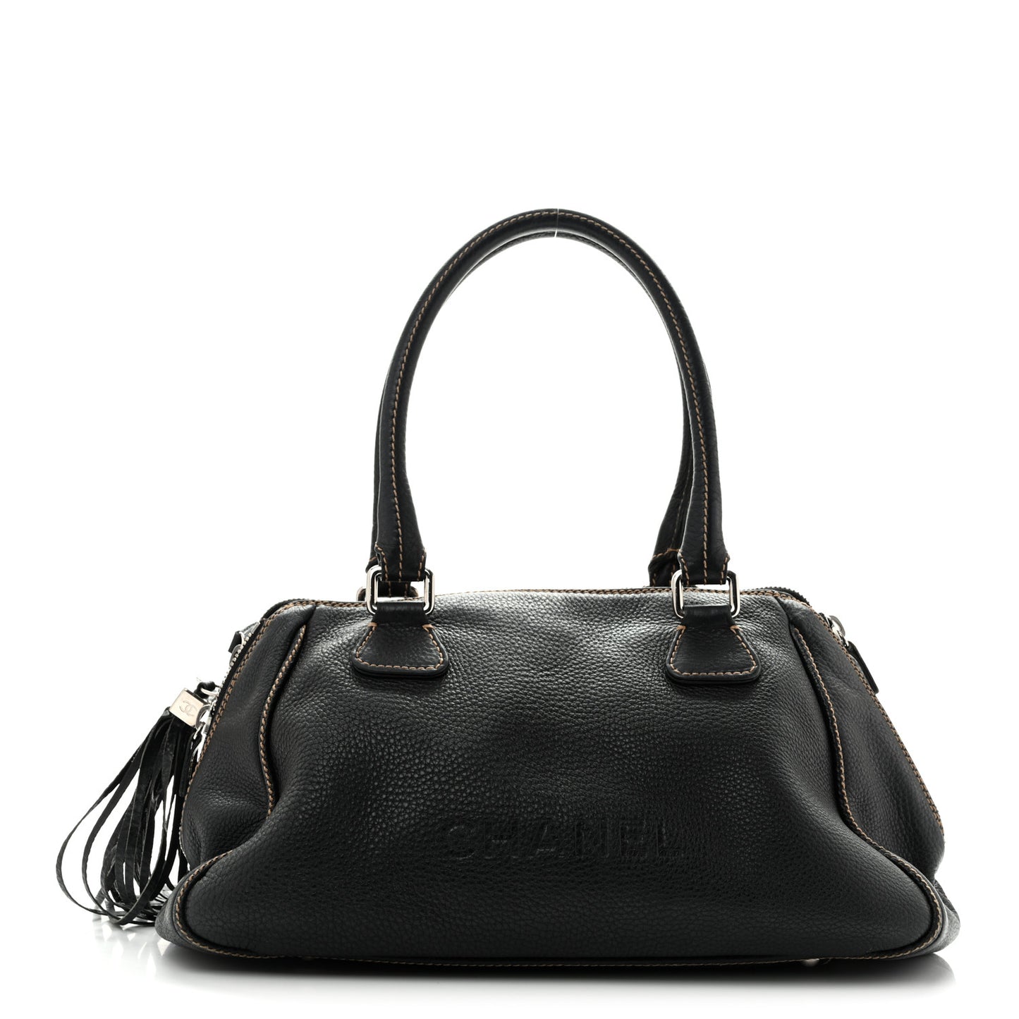 Calfskin Large Tassel Bowler Black