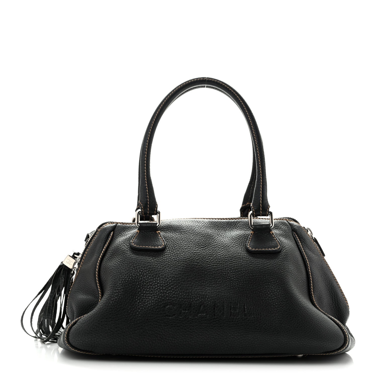 Chanel Calfskin Large Tassel Bowler Black 1 of 18