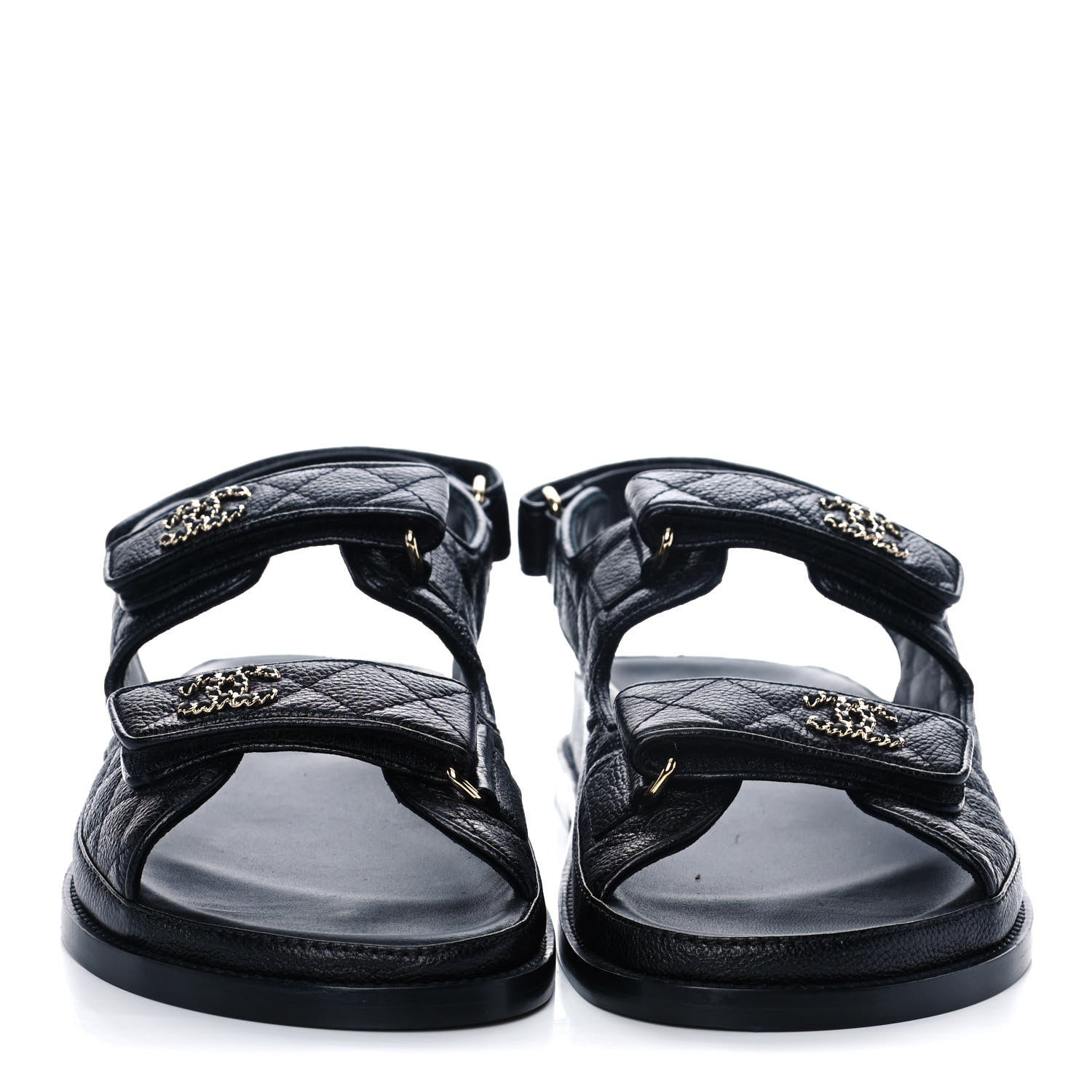 Chanel Grained Calfskin Velcro Dad Sandals 41 Black 2 of 10