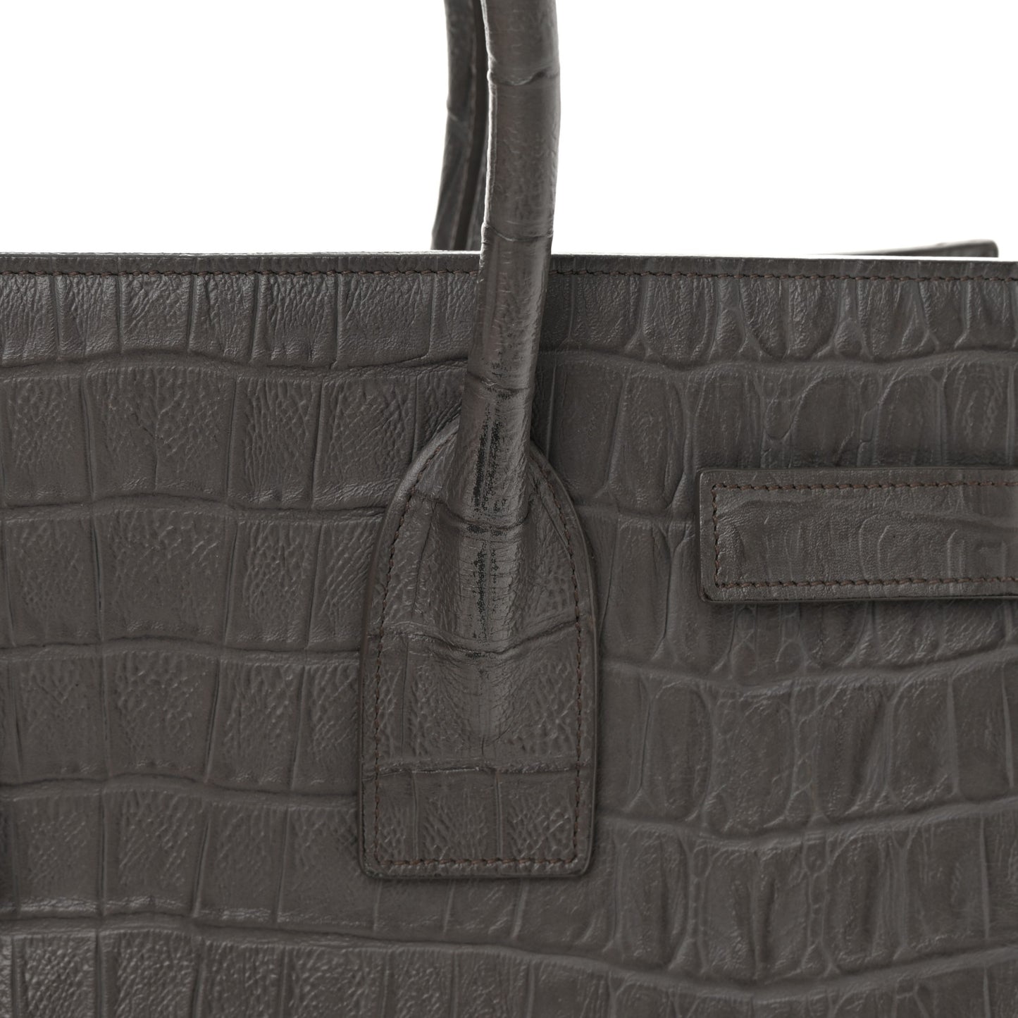 Calfskin Crocodile Embossed Small Sac De Jour Fog