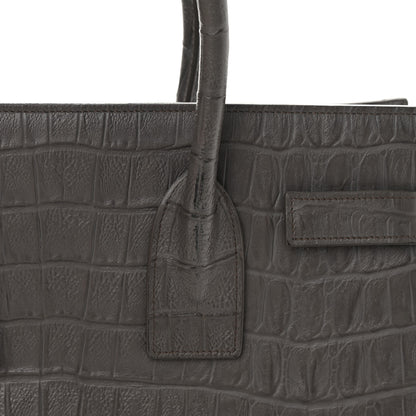 Saint Laurent Calfskin Crocodile Embossed Small Sac De Jour Fog 20 of 23