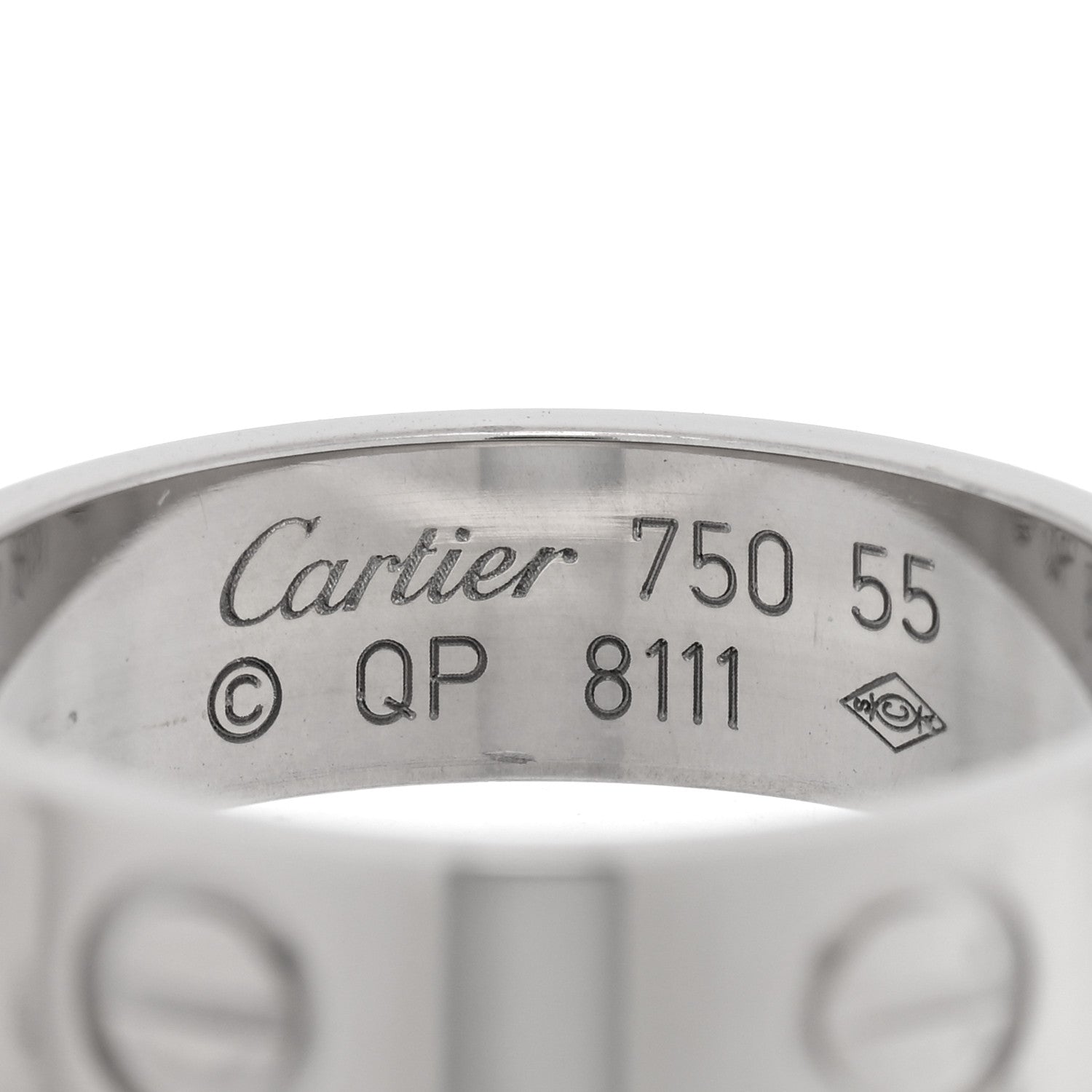 Cartier 18K White Gold 5.5mm LOVE Ring 55 7.25 4 of 5