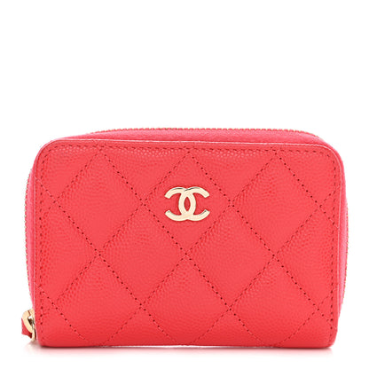Chanel Caviar Quilted Zip Coin Purse Wallet Red 1 of 8