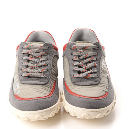 Chanel Wool Nylon Lambskin Suede Calfskin Womens Logo Sneakers 38.5 Grey Orange 2 of 10