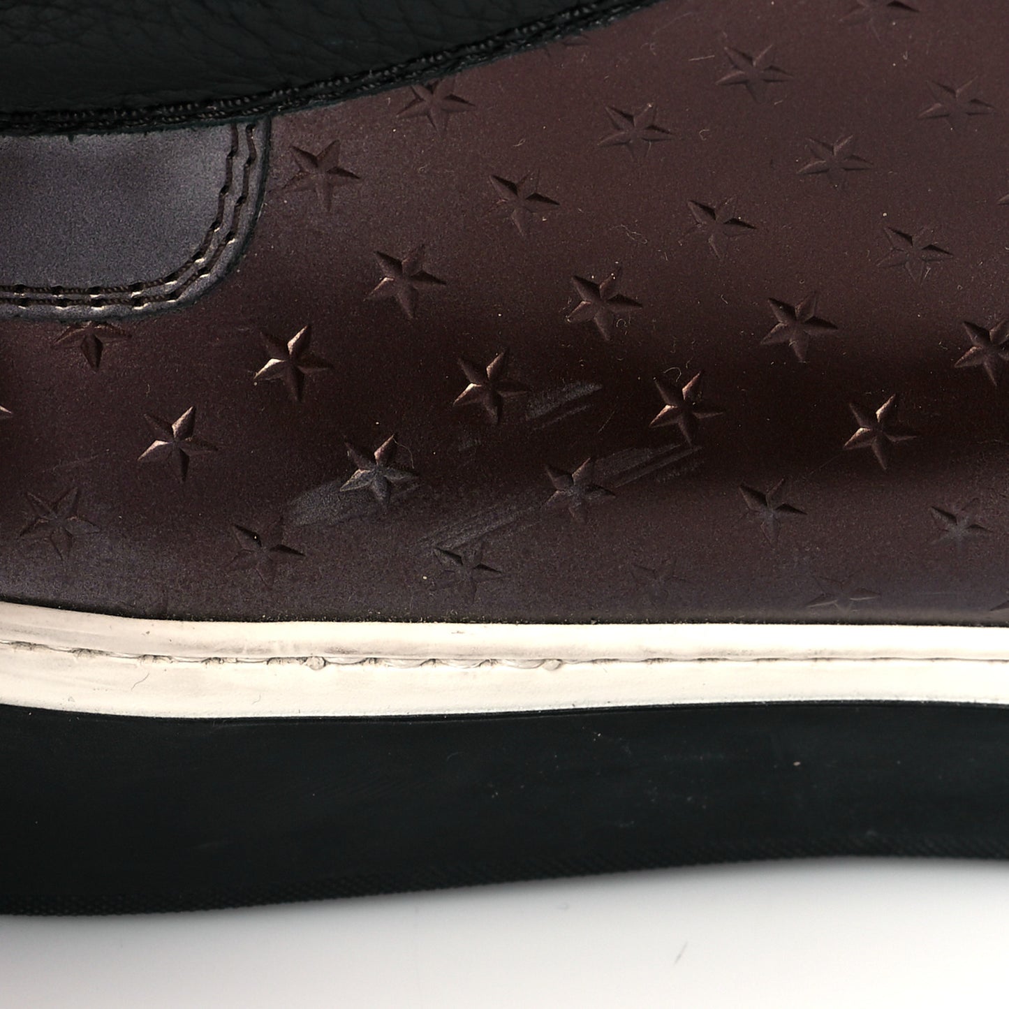 Metallic Calfskin Star Embossed Mens High Top Sneaker 42 Bronze