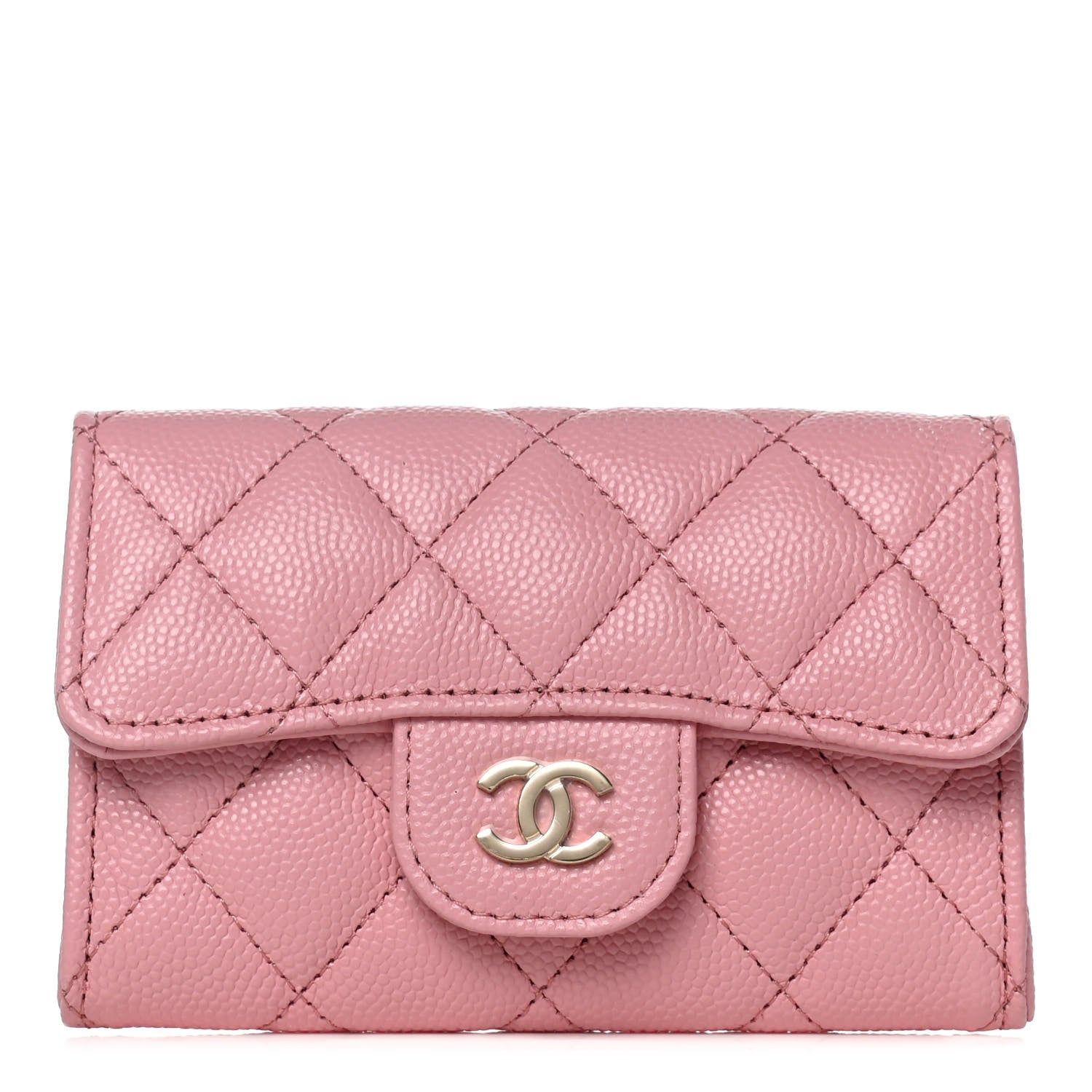 Chanel Caviar Quilted Flap Card Holder Wallet Light Pink 1 of 12