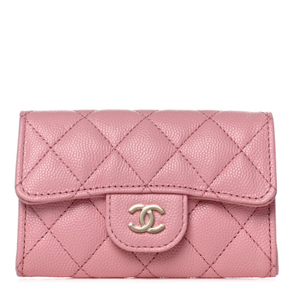 Chanel Caviar Quilted Flap Card Holder Wallet Light Pink 1 of 12