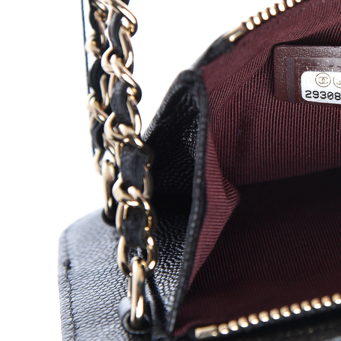 Caviar Quilted Zip Phone Case Black