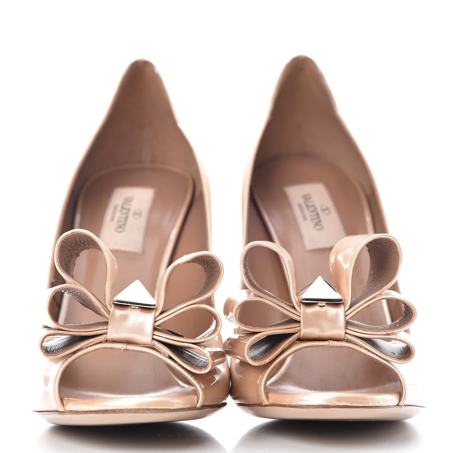Patent Peep Toe Bow Pumps 39.5 Nude