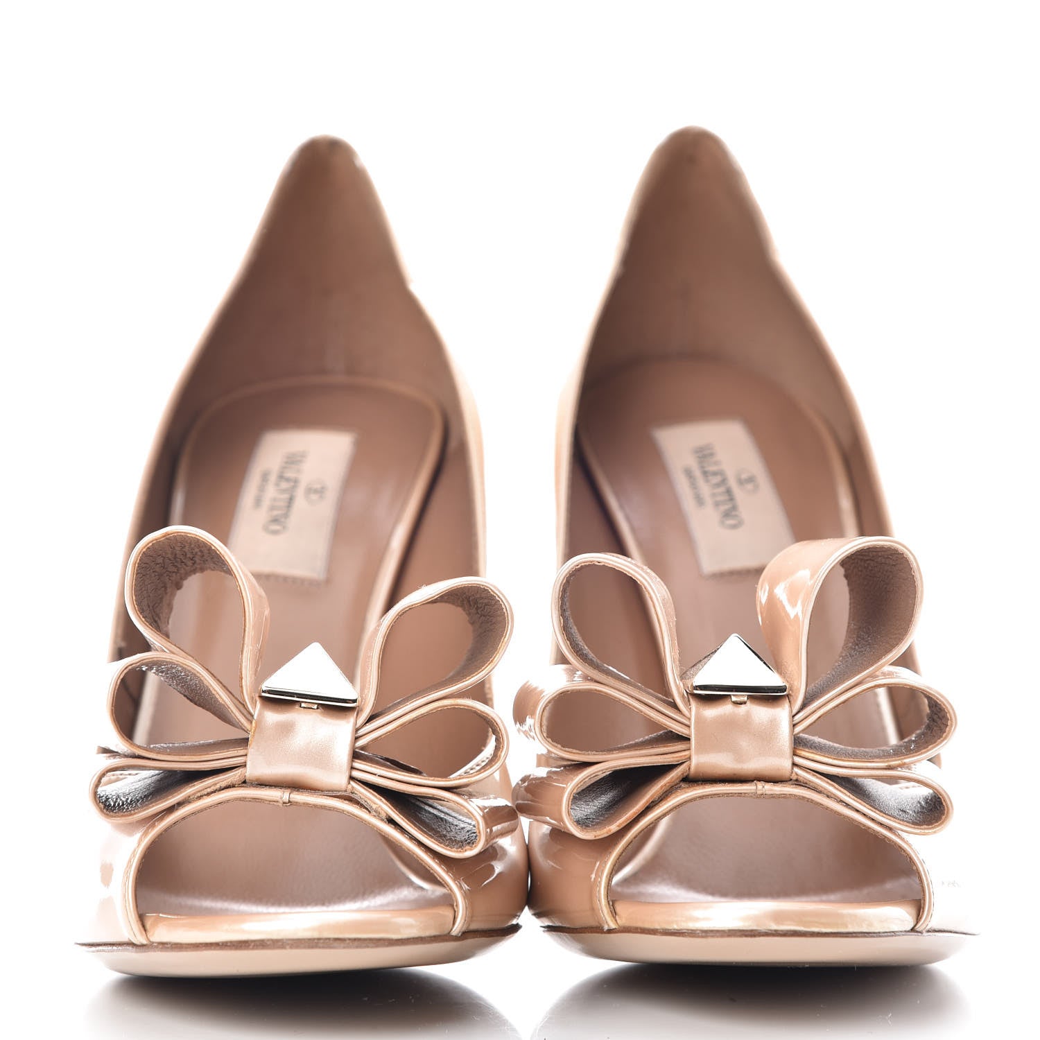 Valentino Garavani Patent Peep Toe Bow Pumps 39.5 Nude 2 of 14