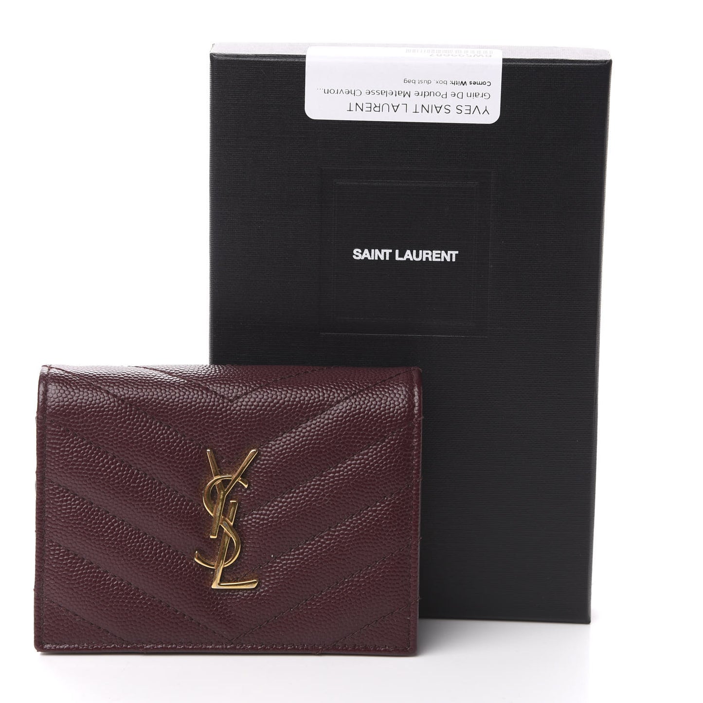Grain De Poudre Matelasse Chevron Monogram Card Case Bordeaux