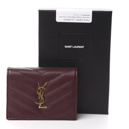 Saint Laurent Grain De Poudre Matelasse Chevron Monogram Card Case Bordeaux 8 of 8