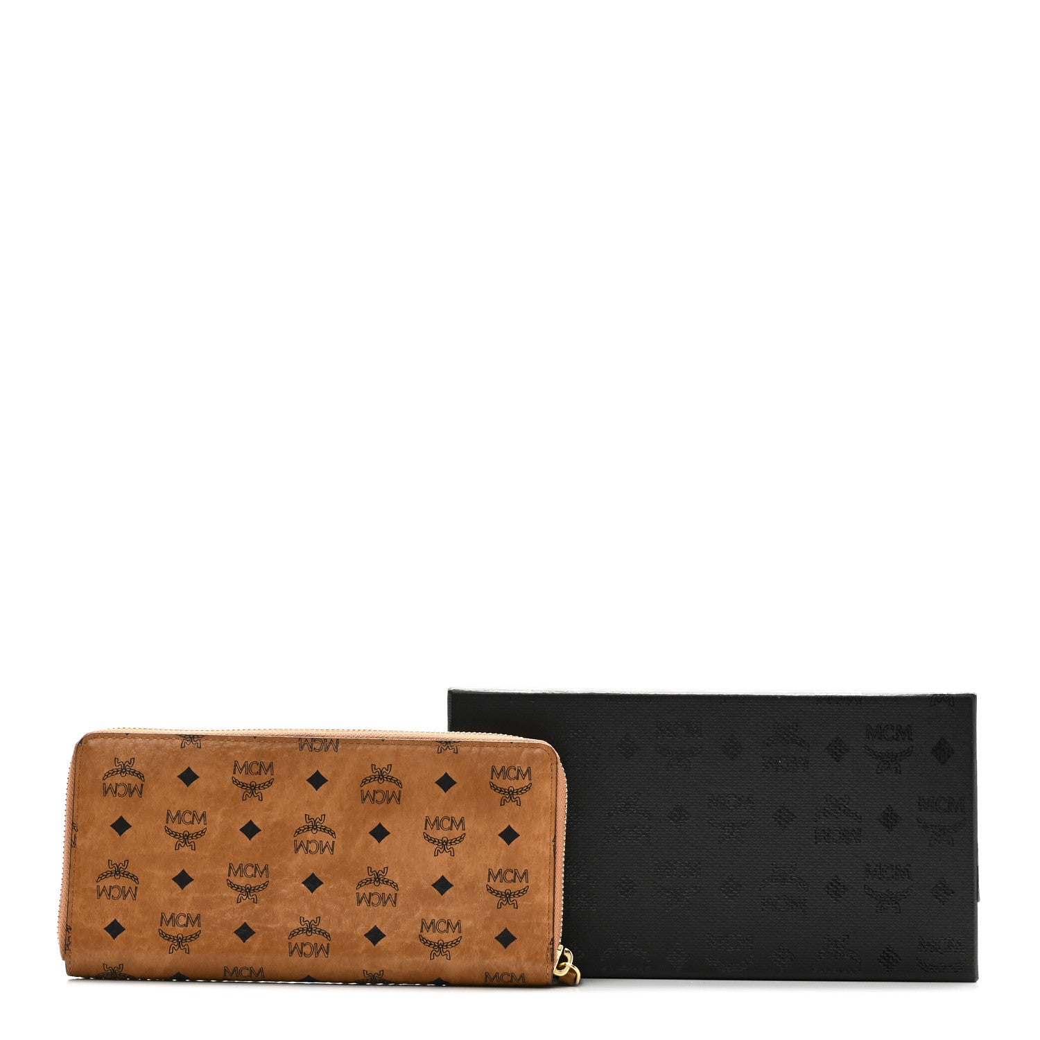 MCM Visetos Large Zip Around Wallet Cognac 1774587 – FASHIONPHILE