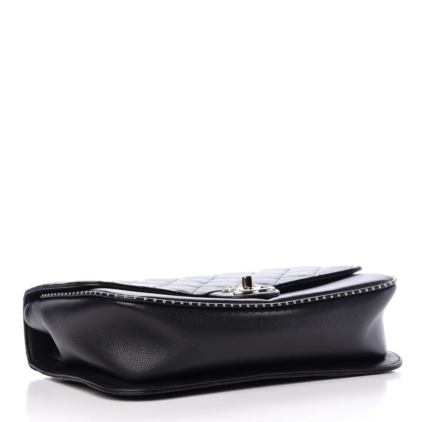 Caviar Quilted Large Studded Flap Black