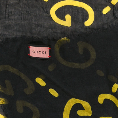 Gucci Modal Silk GG Writers Shawl Black Yellow 2 of 3
