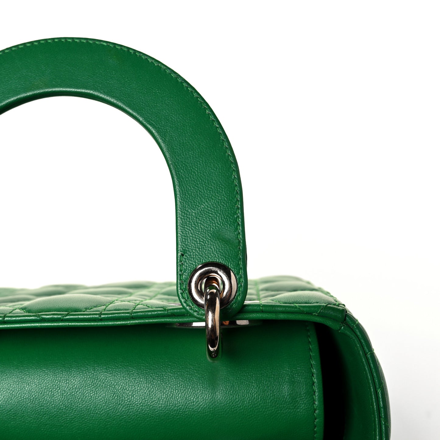 Lambskin Cannage Small Lucky Badges My Lady Dior Green