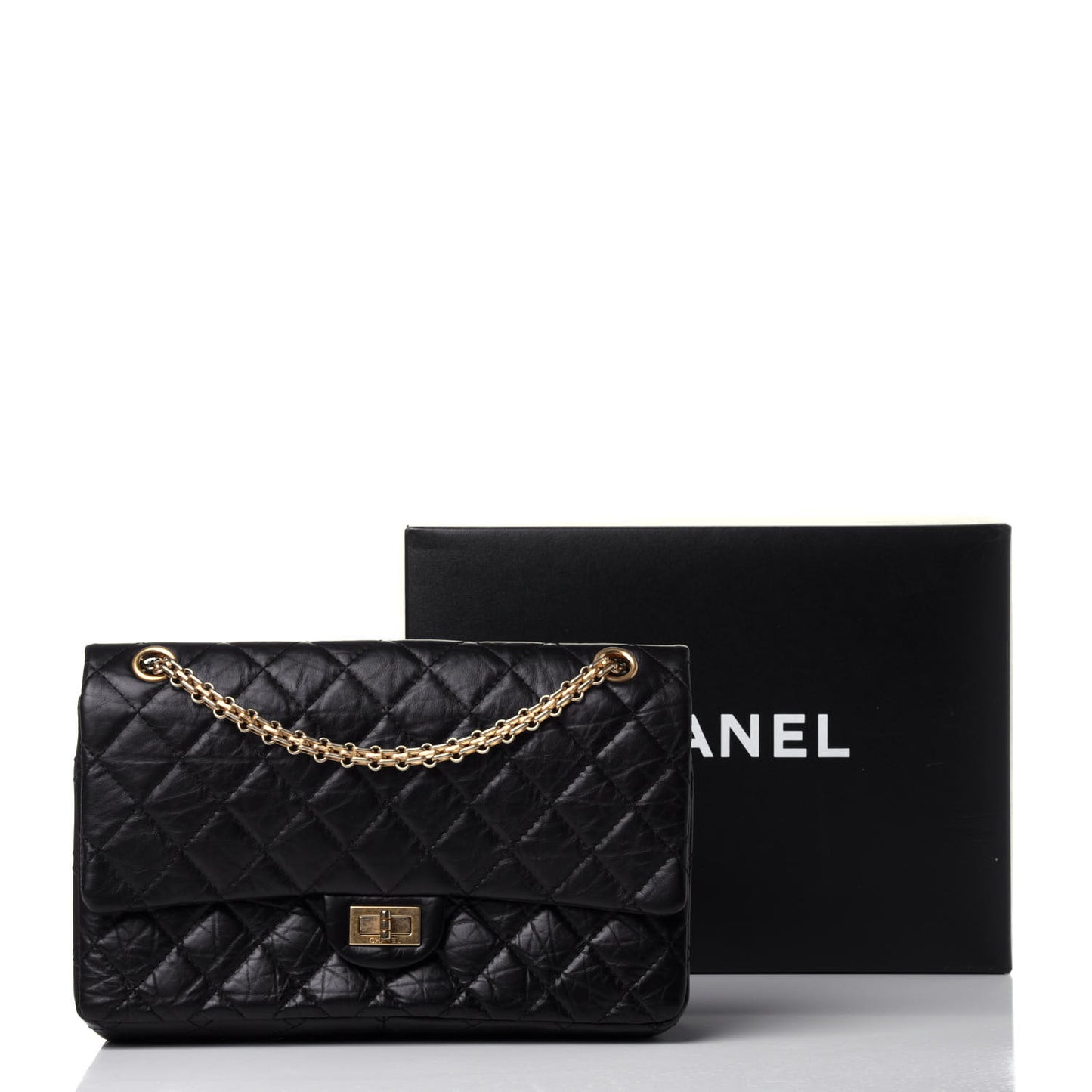 Aged Calfskin Quilted 2.55 Reissue 226 Flap Black